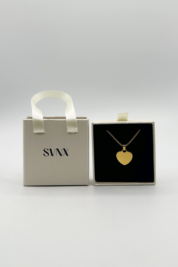 Svnx Heart Shape Pendant Necklace In Gold - Gift Boxed