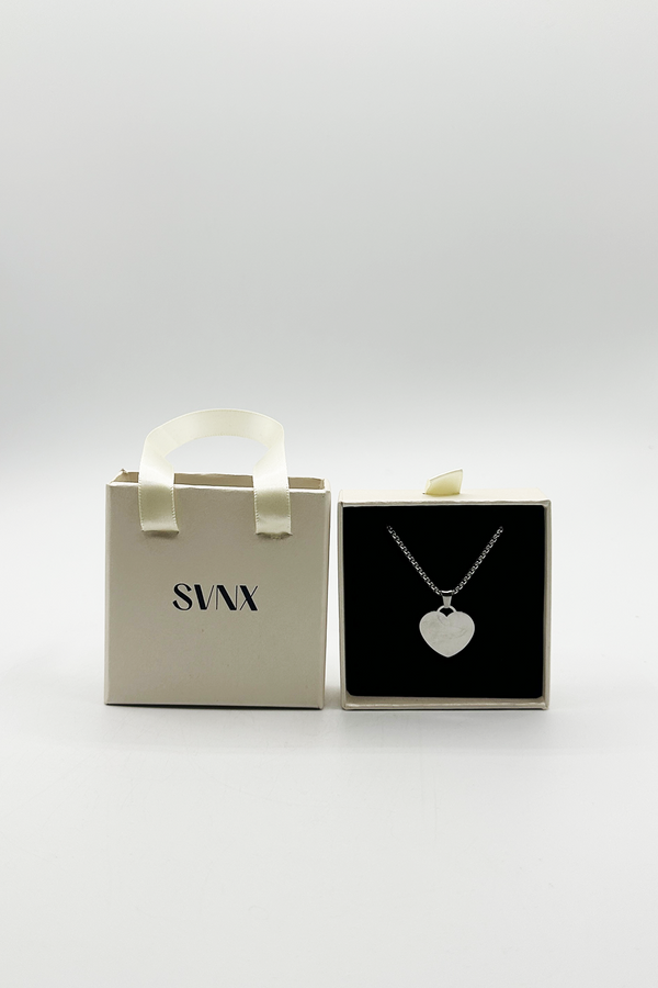 Svnx Heart Shape Pendant Necklace In Silver - Gift Boxed