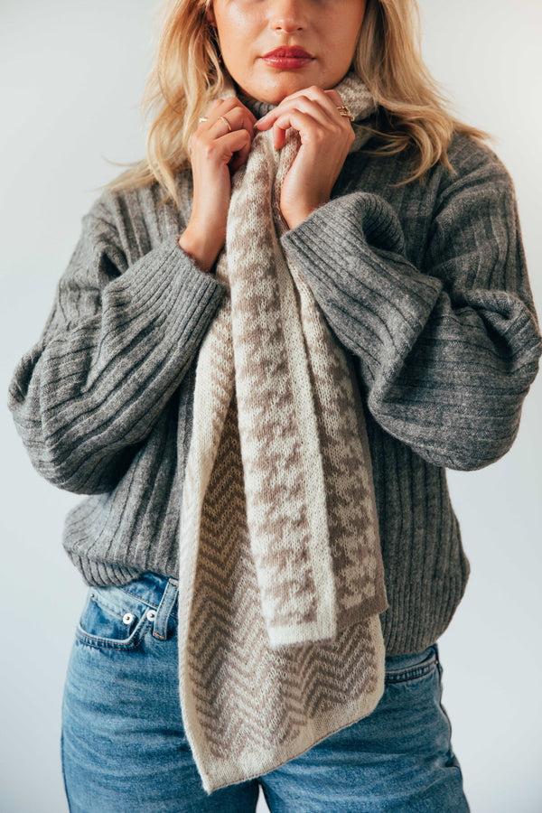 svnx Houndstooth and Herringbone Double Sided Scarf