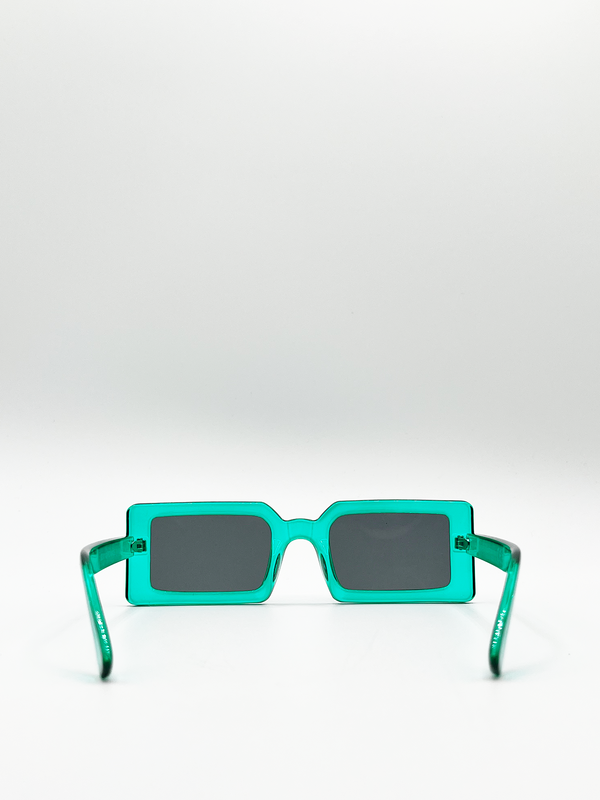 Svnx Light Blue Oversized Rectangle Plastic Frame Sunglasses