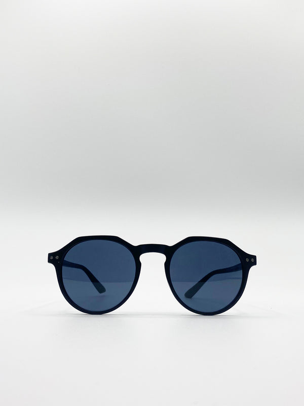 svnx Matte Classic Preppy Sunglasses With Key Hole Nosebridge
