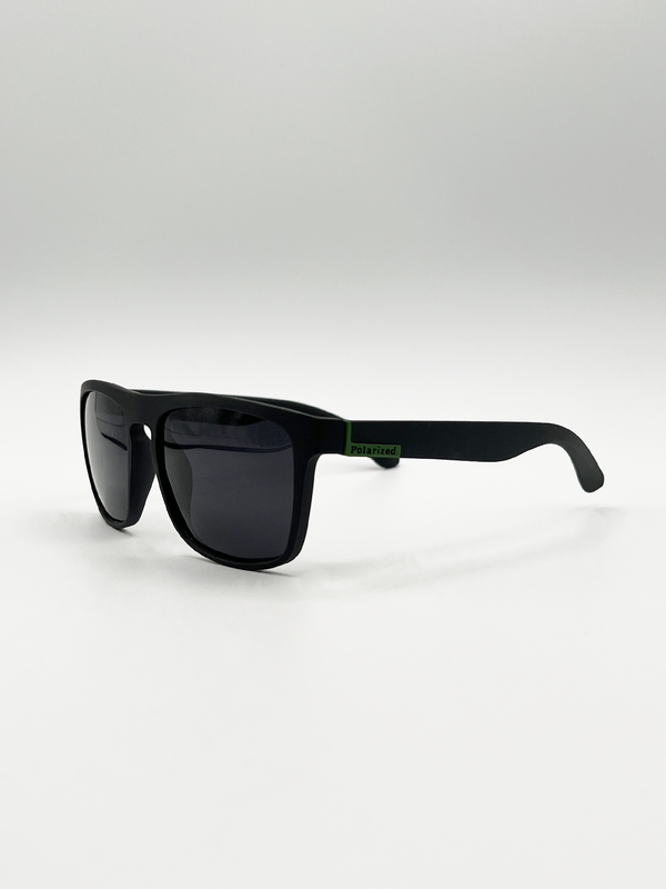 Svnx Matte Wayfarer Sunglasses In Black With Case - Polarised