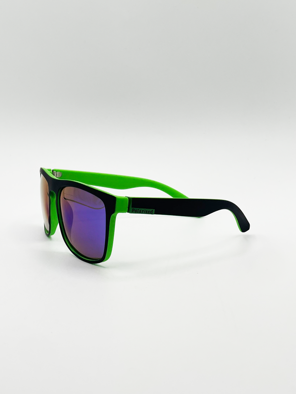 Svnx Matte Wayfarer Sunglasses With Case - Polarised With Blue Mirrored Lens