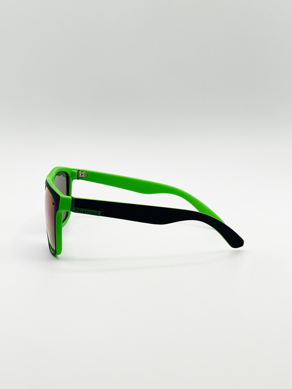 Svnx Matte Wayfarer Sunglasses With Case - Polarised With Blue Mirrored Lens