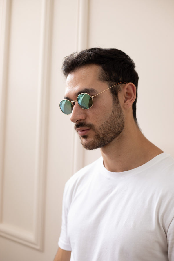 Svnx Metal Frame Round Sunglasses With Mirror Lenses