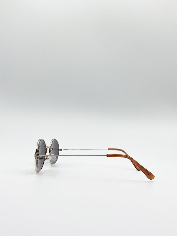 Svnx Metal Frame Round Sunglasses With Mirror Lenses