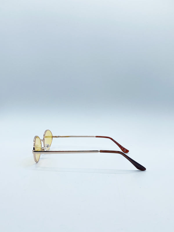 Svnx Metal Oval Frame Sunglasses With Orange Lenses