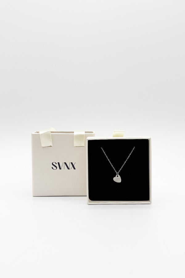 svnx Mini Heart Pendant Necklace in Silver - Gift Boxed