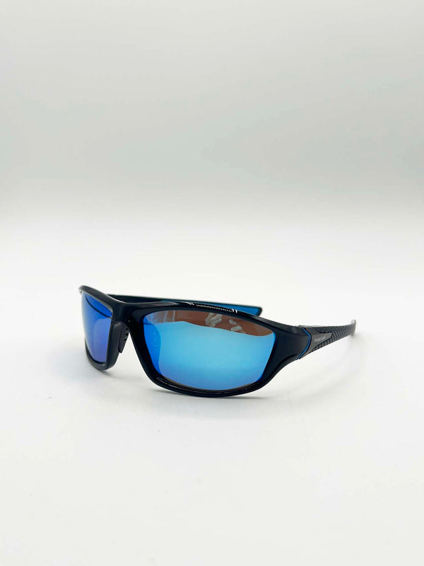 Svnx Outdoor Racer Sunglasses In Black Blue With Hard Case