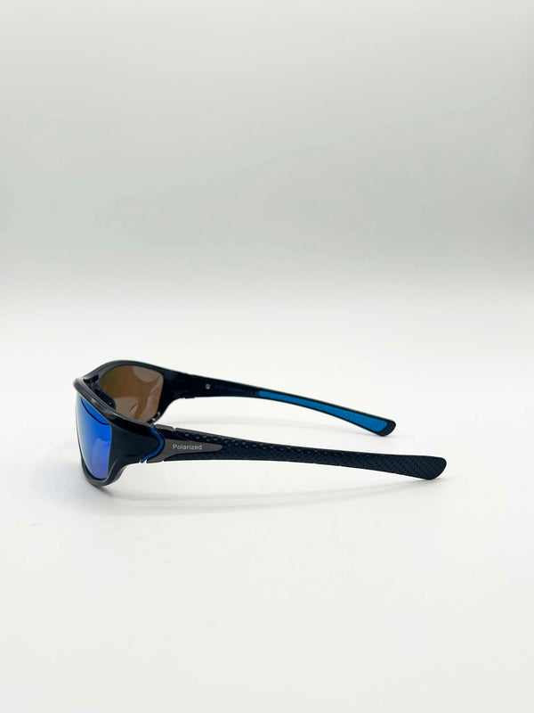 Svnx Outdoor Racer Sunglasses In Black Blue With Hard Case