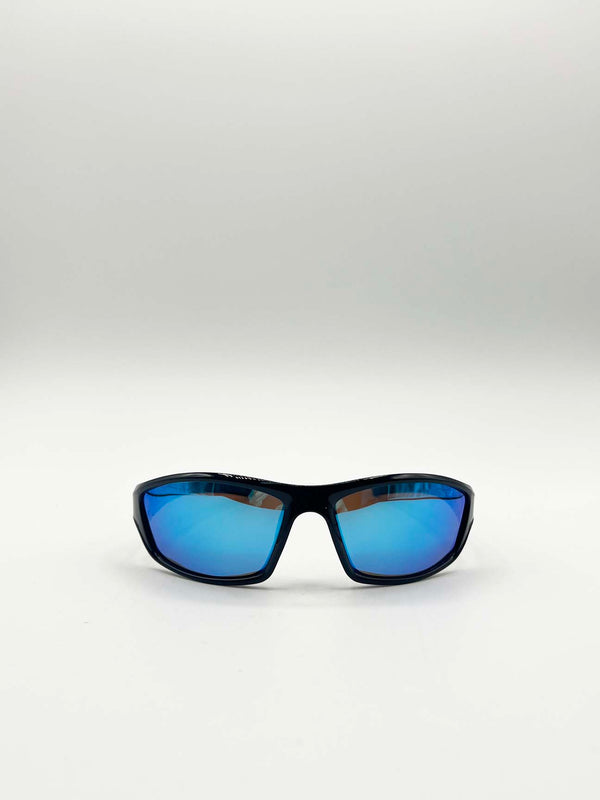 svnx Outdoor Racer Sunglasses in Black Blue with Hard Case