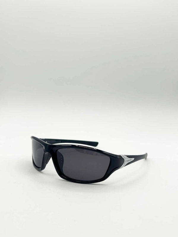 Svnx Outdoor Racer Sunglasses In Black Silver With Hard Case
