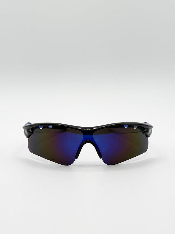 Svnx Outdoor Sports Racer Sunglasses In Multi Blue With Hard Case