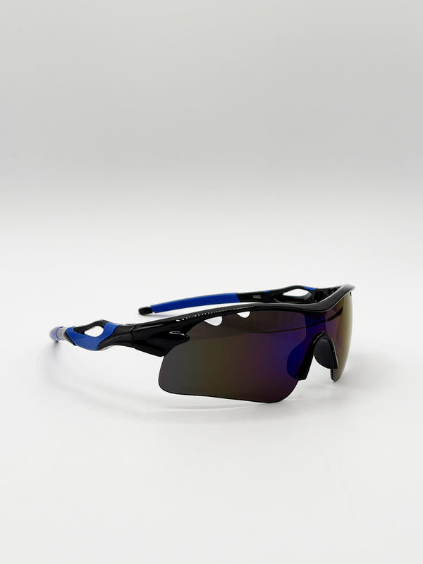 Svnx Outdoor Sports Racer Sunglasses In Multi Blue With Hard Case