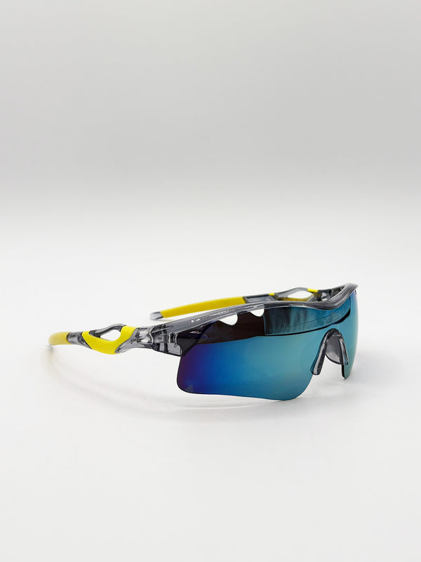 Svnx Outdoor Sports Racer Sunglasses In Multi Yellow With Hard Card