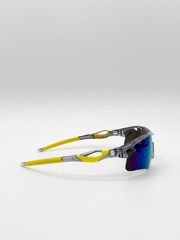 Svnx Outdoor Sports Racer Sunglasses In Multi Yellow With Hard Card