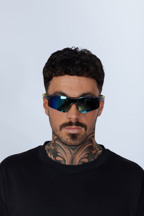 svnx Outdoor Sports Racer Sunglasses in Multi Yellow with Hard Card