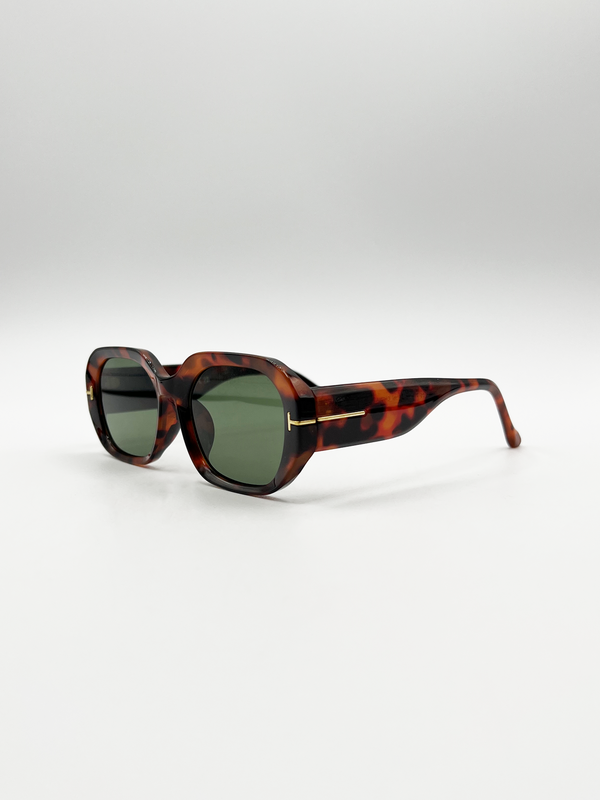 Svnx Oval Sunglasses With Wide Arm In Tortoiseshell
