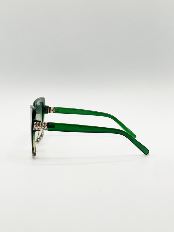 Svnx Oversize Cateye Sunglasses With Diamante Detail In Green