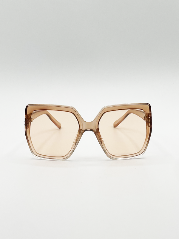 svnx Oversize Cateye Sunglasses with Diamante Detail in Champagne