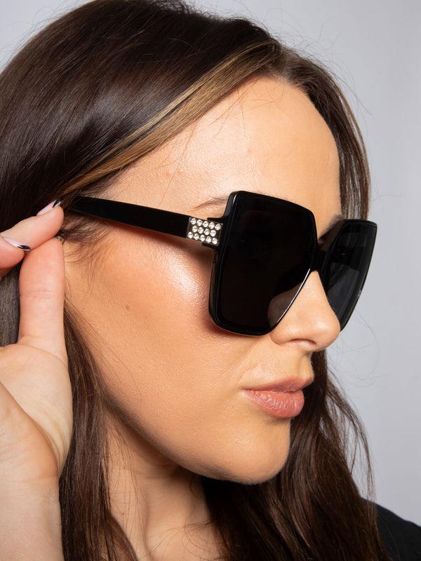 Svnx Oversize Cateye Sunglasses With Diamante Detail In Black