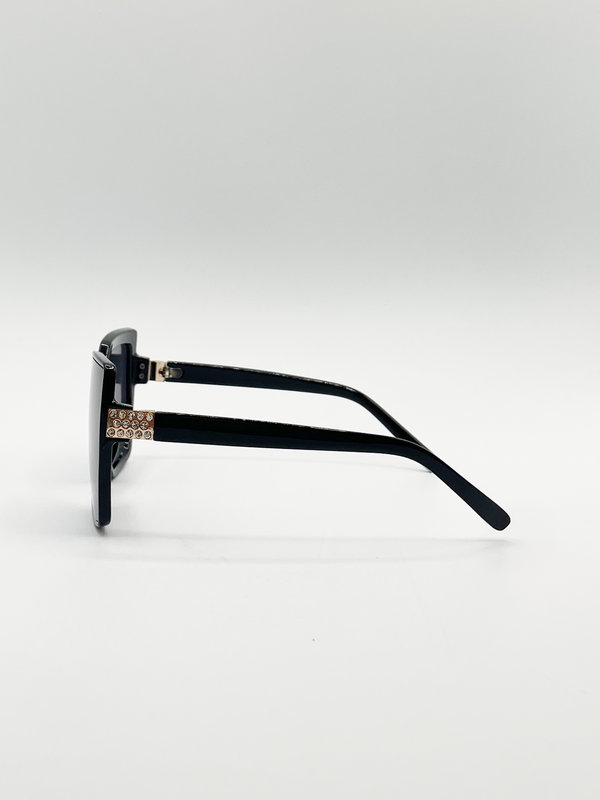 Svnx Oversize Cateye Sunglasses With Diamante Detail In Black