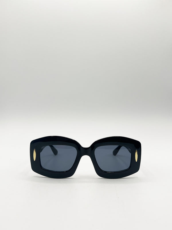 svnx Oversized Chunky Rectangle Sunglasses in Black