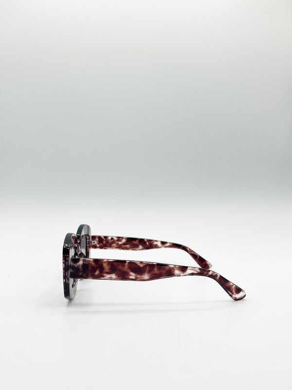 Svnx Oversized Chunky Rectangle Sunglasses In Brown Multi