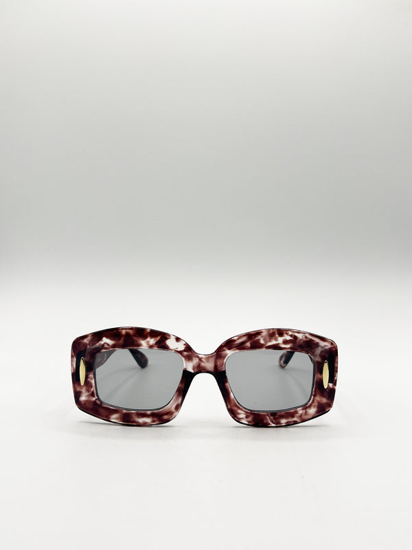 svnx Oversized Chunky Rectangle Sunglasses in Brown multi