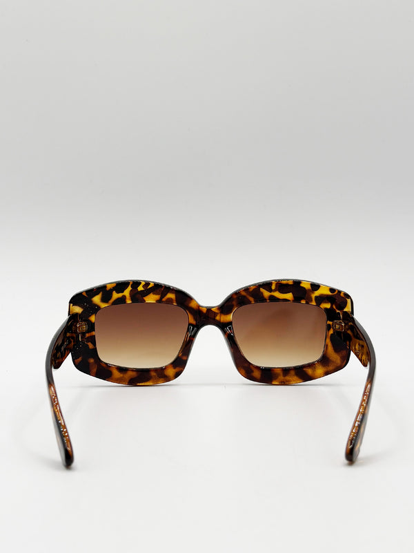 Svnx Oversized Chunky Rectangle Sunglasses In Tortoise