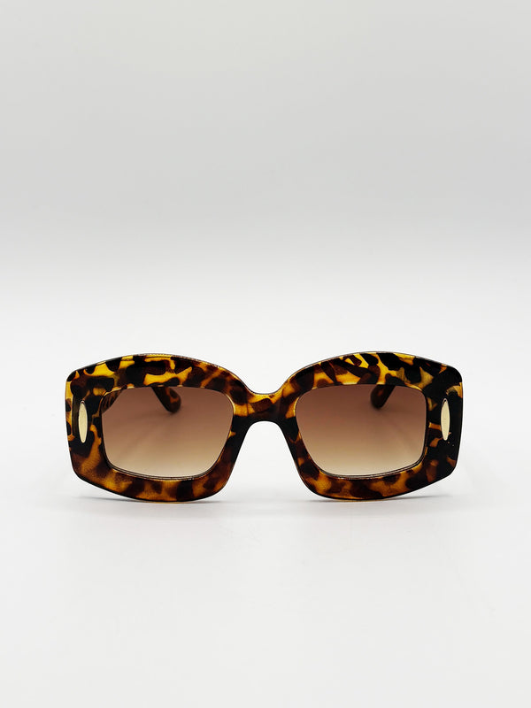 svnx Oversized Chunky Rectangle Sunglasses in Tortoise