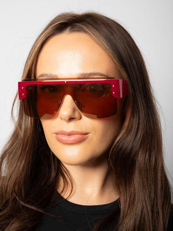 Svnx Oversized Flat Top Sunglasses With Mirrored Lens