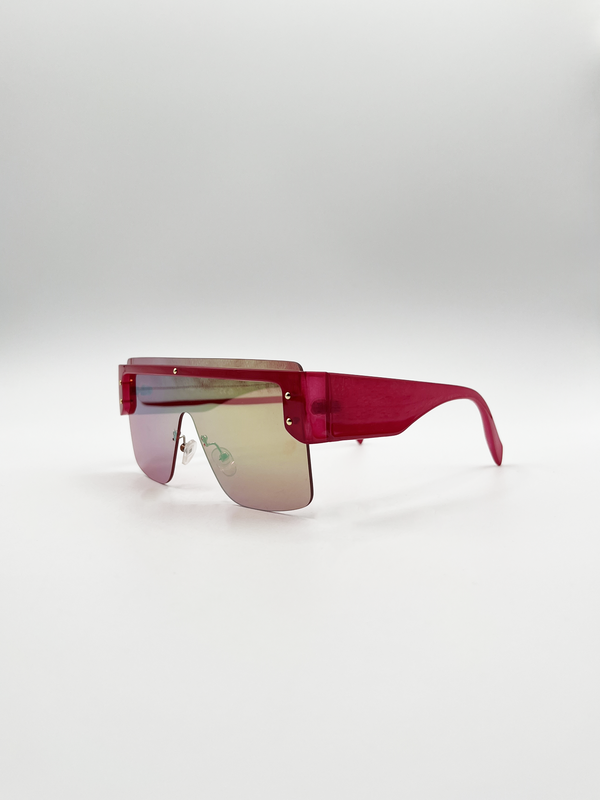 Svnx Oversized Flat Top Sunglasses With Mirrored Lens
