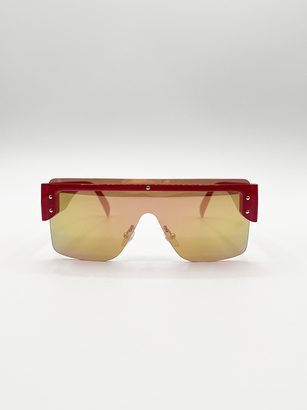 Svnx Oversized Flat Top Sunglasses With Mirrored Lens