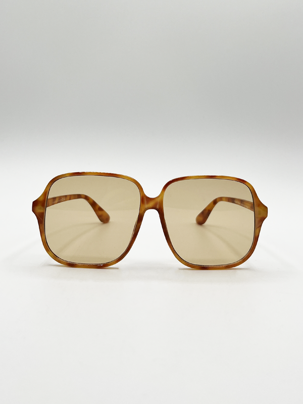 Svnx Oversized Lightweight Square Frame Sunglasses In Burnt Orange