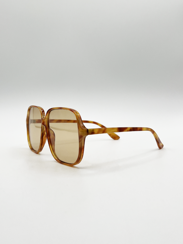 Svnx Oversized Lightweight Square Frame Sunglasses In Burnt Orange