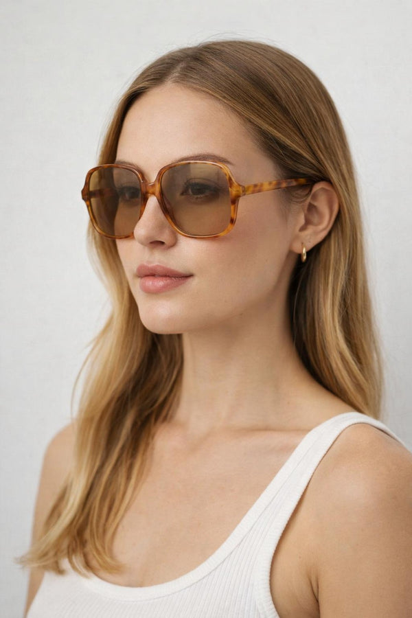 Svnx Oversized Lightweight Square Frame Sunglasses In Burnt Orange
