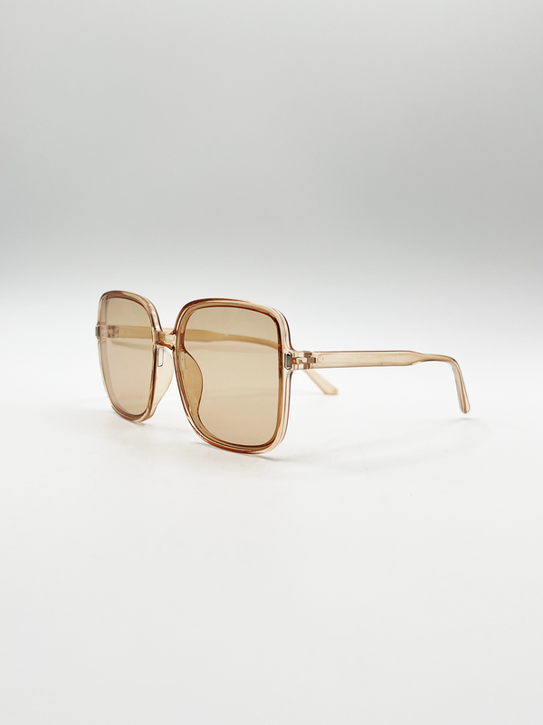 Svnx Oversized Lightweight Square Frame Sunglasses In Light Brown