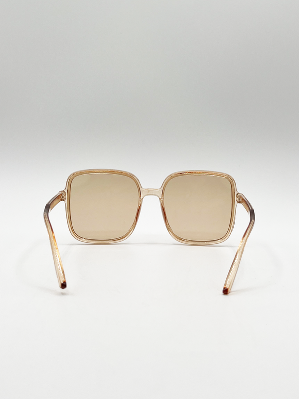 Svnx Oversized Lightweight Square Frame Sunglasses In Light Brown