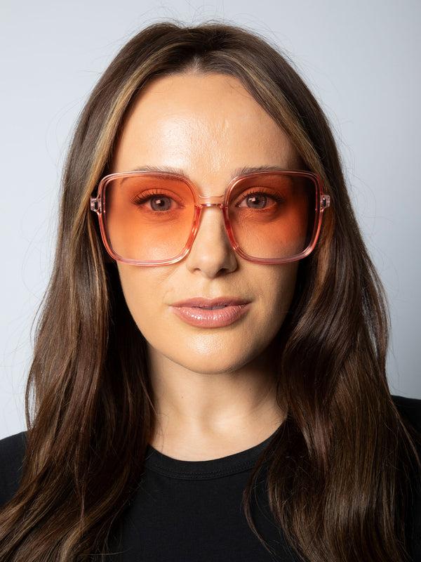 Svnx Oversized Lightweight Square Frame Sunglasses In Pale Pink