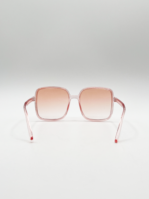 Svnx Oversized Lightweight Square Frame Sunglasses In Pale Pink