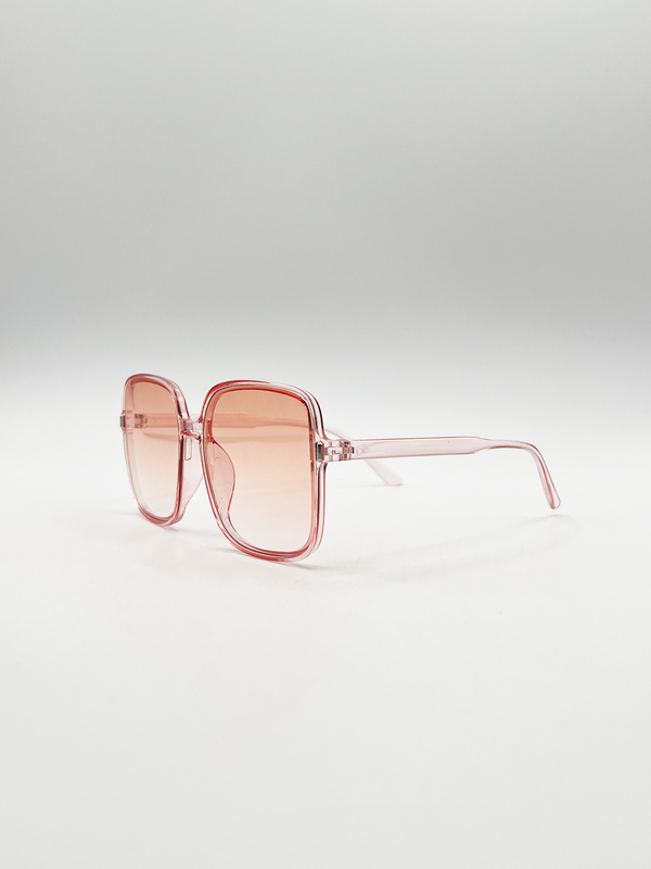 Svnx Oversized Lightweight Square Frame Sunglasses In Pale Pink