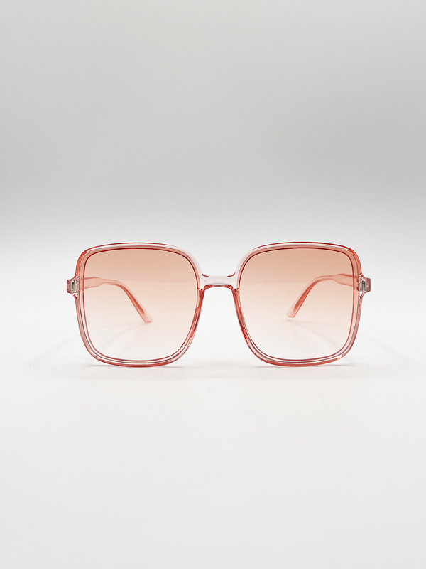 svnx Oversized Lightweight Square Frame Sunglasses in Pale Pink