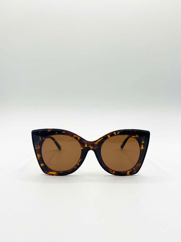 Svnx Oversized Round Cat-Eye Sunglasses In Tortoiseshell