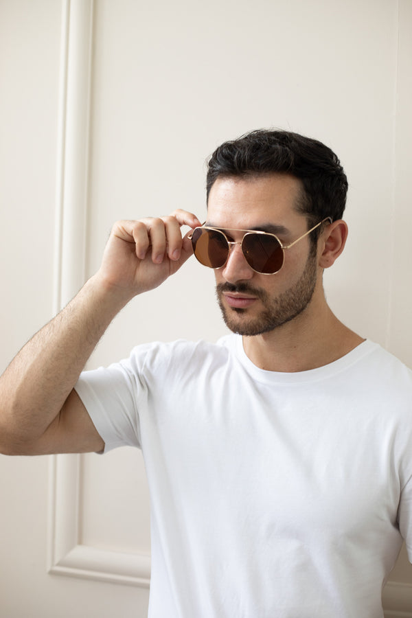 Svnx Oversized Rounded Aviator Style Sunglasses With Brown Lenses