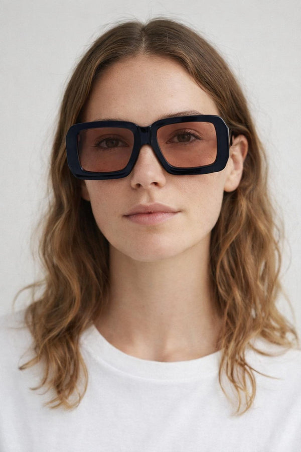 Svnx Oversized Square Frame Sunglasses In Black With Orange Lenses