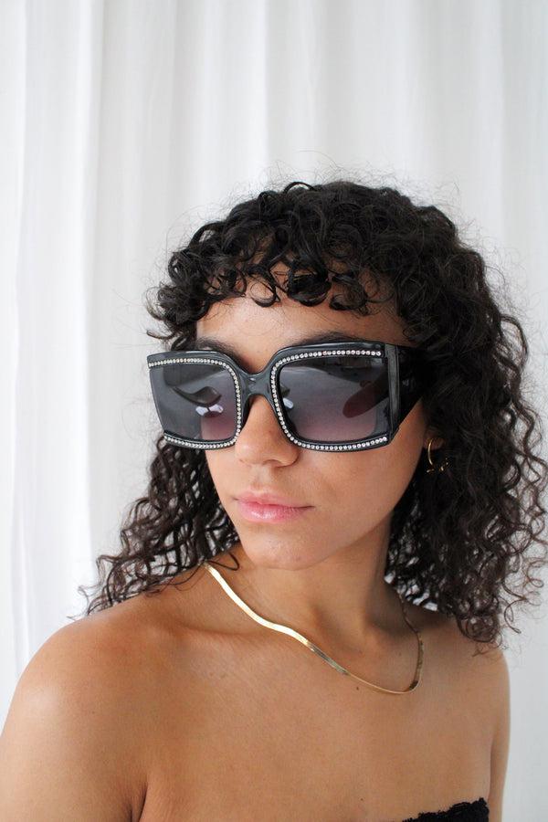 Svnx Oversized Square Sunglasses With Diamonte Detail