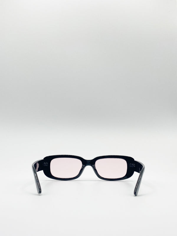 Svnx Plastic Frame Retro Rectangle Sunglasses With Clear Lenses