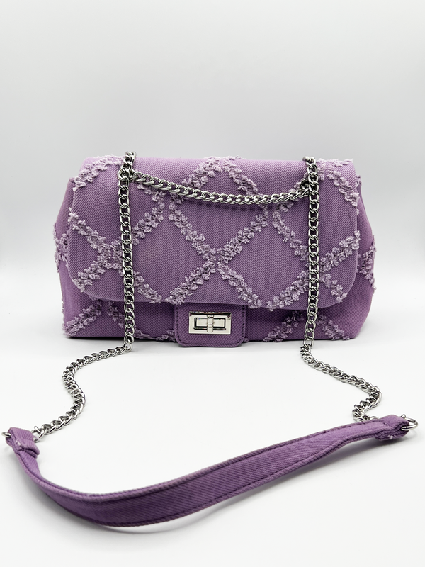 Svnx Purple Denim With Distressed Geometric Pattern