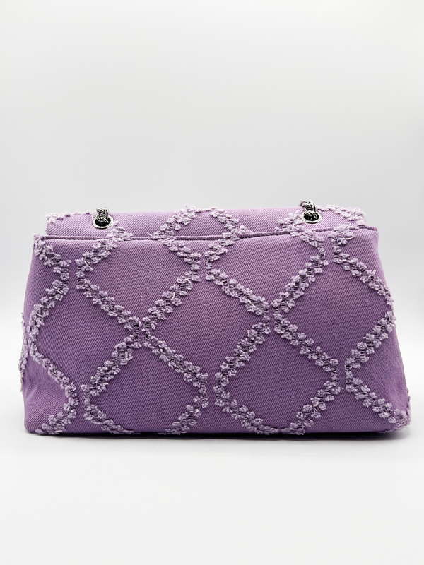 Svnx Purple Denim With Distressed Geometric Pattern